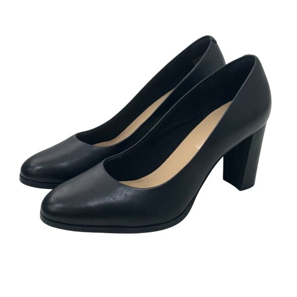 Clarks Womens Kaylin Cara Black Leather Comfortable Block Heel Pumps SZ 9M - Picture 10 of 12